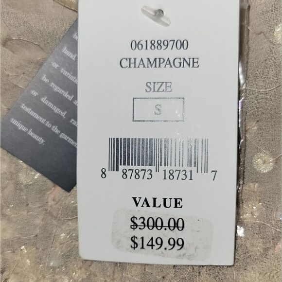 NWT Adrianna Papell Champagne Sheer Beaded Sequin Sleeveless Top Blouse S - Picture 13 of 16